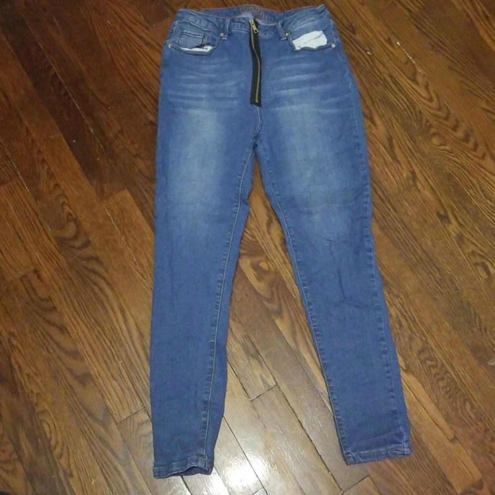 Zipper front jeans